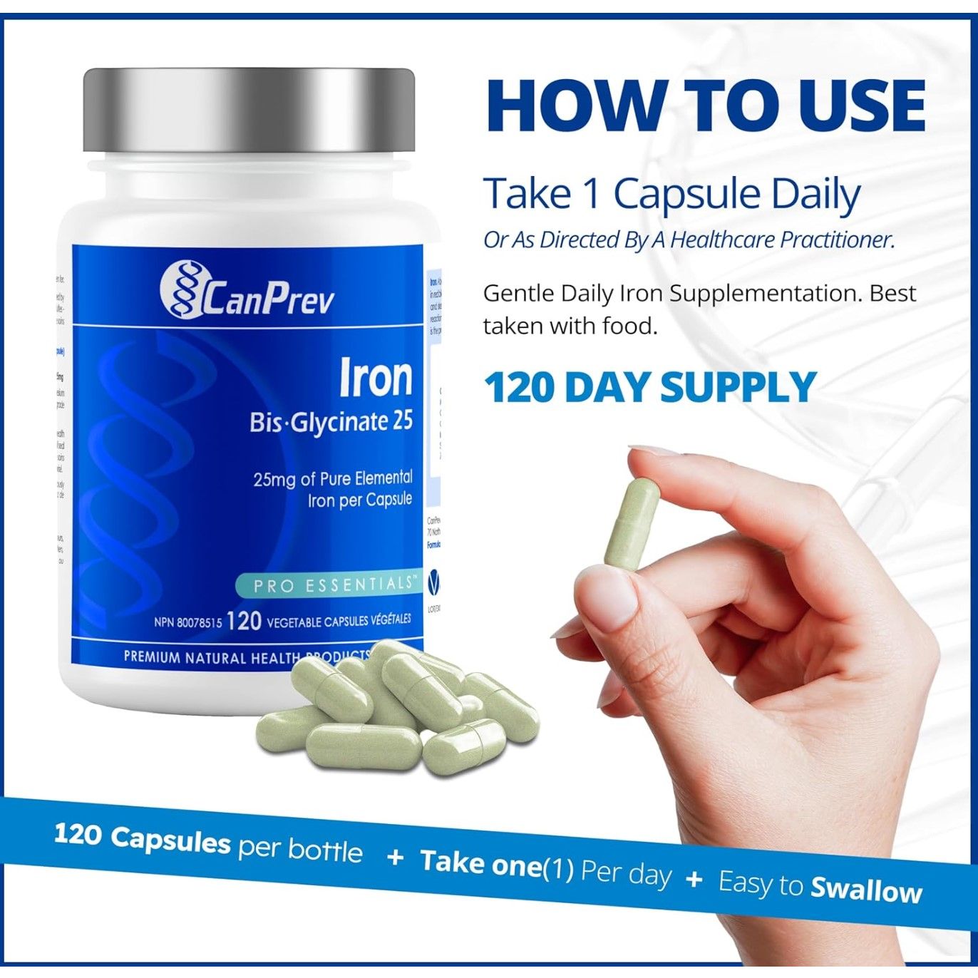 CanPrev Iron Bis-Glycinate 25 (120 V-Caps) — image 4