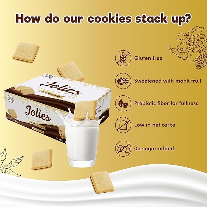 ChocZero Dark Chocolate Jolies GF Keto Cookies (21 cookies) - Top Nutrition and Fitness