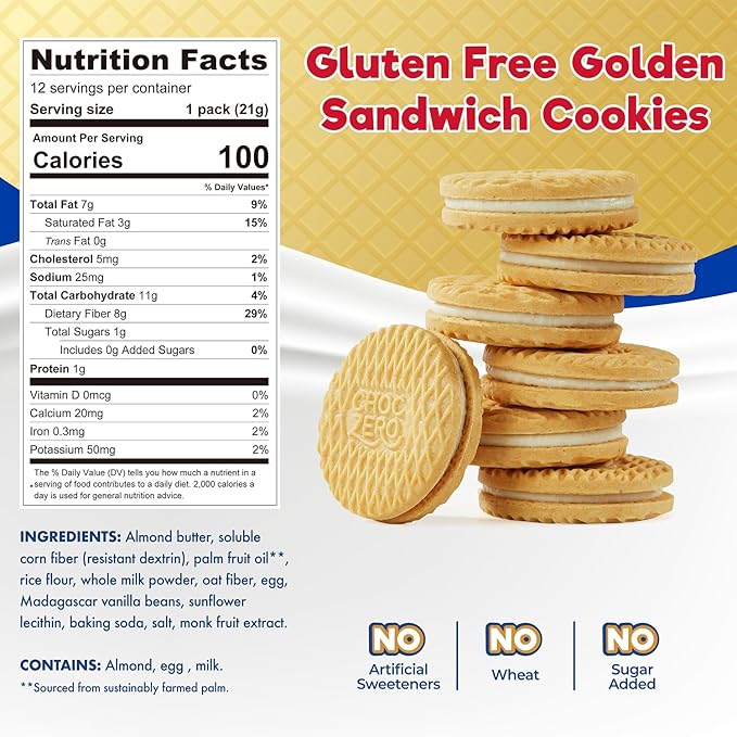 ChocZero Dunkies Sandwich Cookies - Keto GF "Oreos" (24 cookies) - Top Nutrition and Fitness