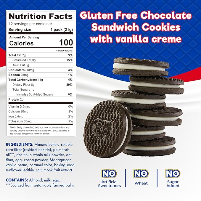 ChocZero Dunkies Sandwich Cookies - Keto GF "Oreos" (24 cookies) - Top Nutrition and Fitness