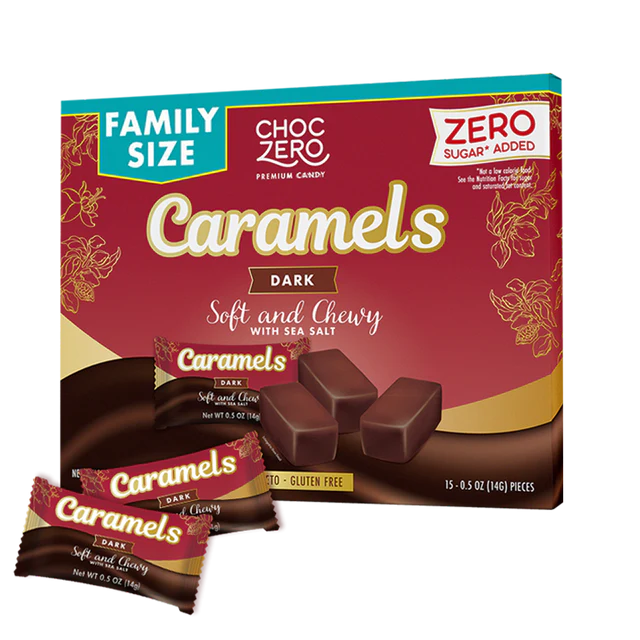 ChocZero GF Keto Dark Chocolate Covered Sea Salt Caramels (1 box of 16) - Top Nutrition and Fitness