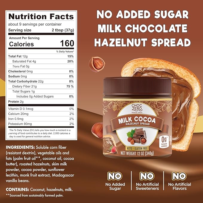 ChocZero Keto Spread (1 jar) - Top Nutrition and Fitness