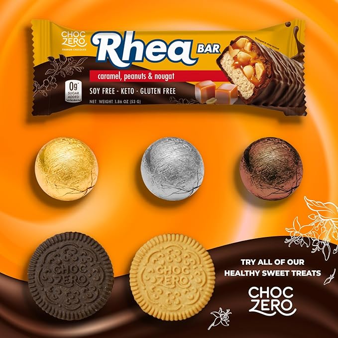 ChocZero Mini Peanut Caramel Rhea Candy Bar (1 box of 15 bars) - Top Nutrition and Fitness