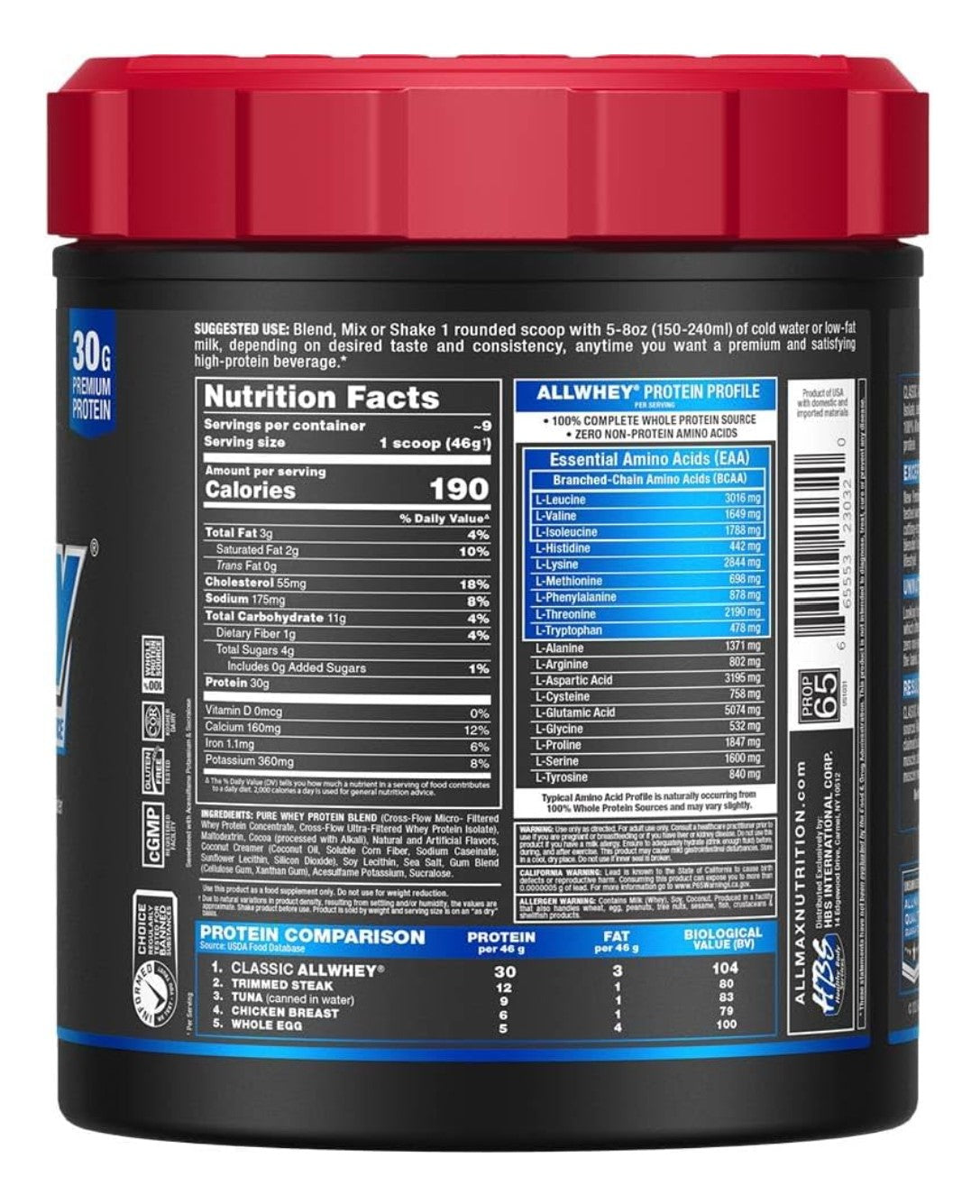 Allmax AllWhey Classic 100% Whey Protein Powder (1lb)