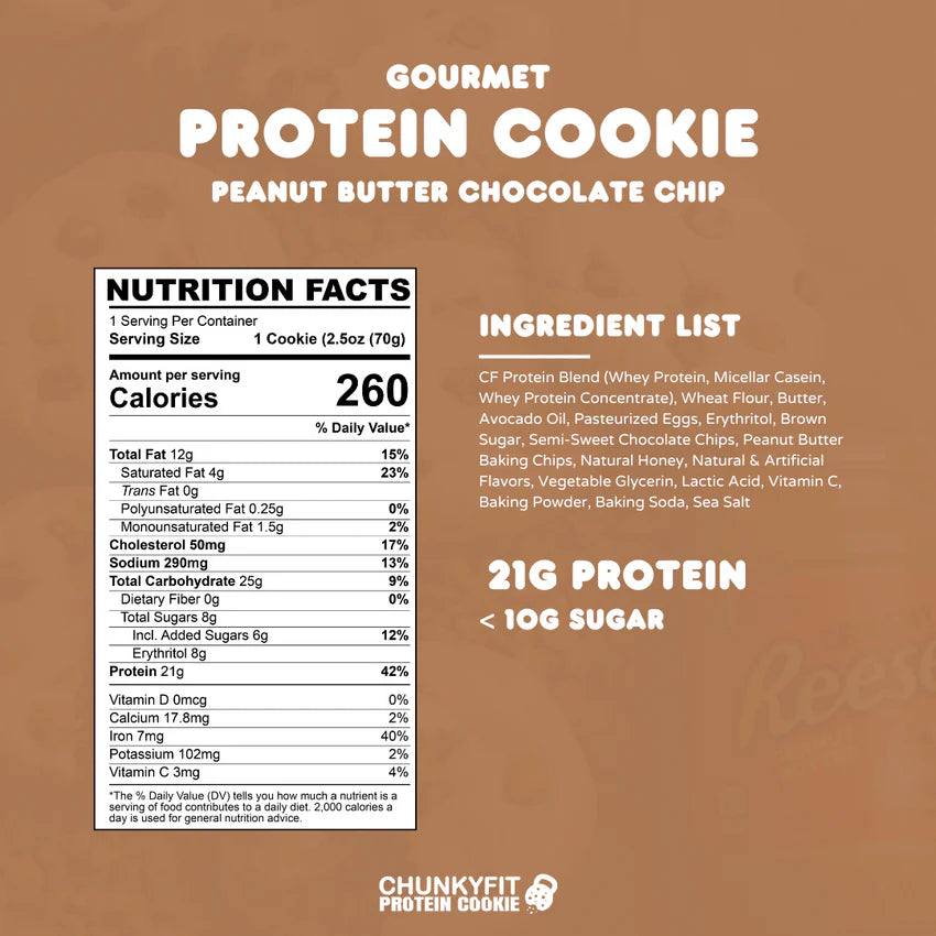 ChunkyFit Protein Cookie (1 cookie) - Top Nutrition and Fitness