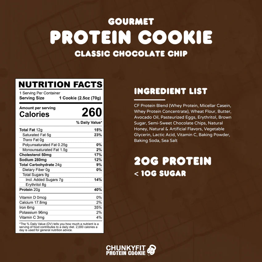 ChunkyFit Protein Cookie (1 cookie) - Top Nutrition and Fitness