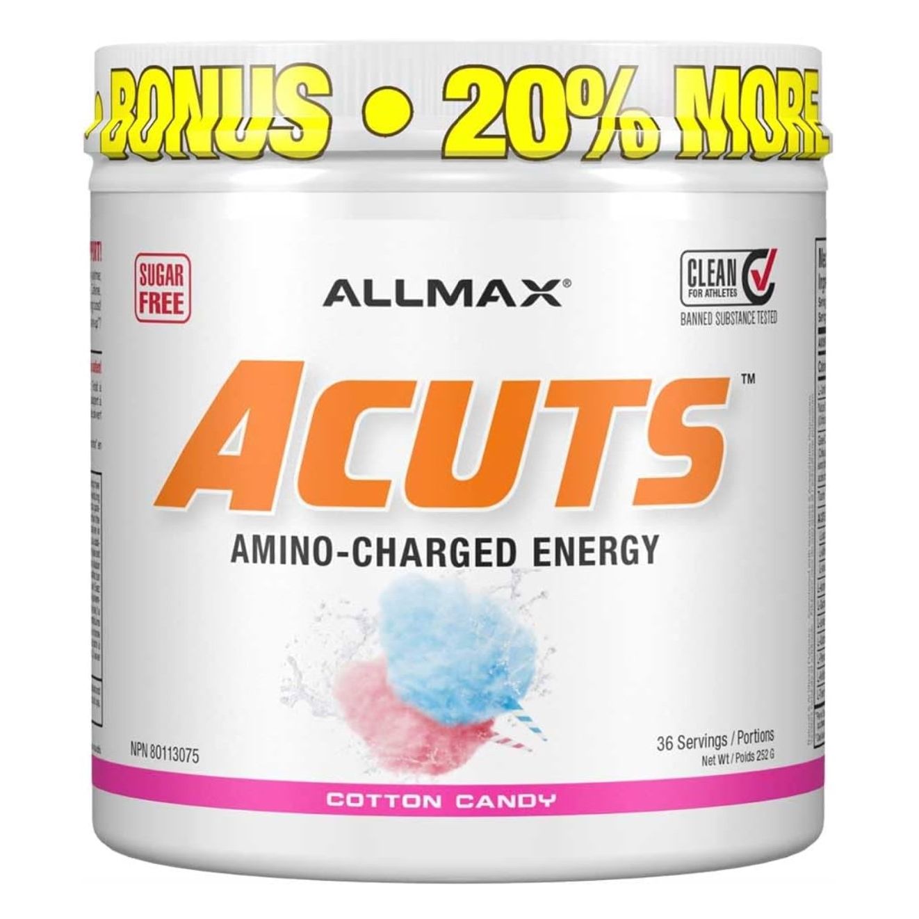 Allmax ACuts Amino Energy Powder (36 Servings) — Cotton Candy front