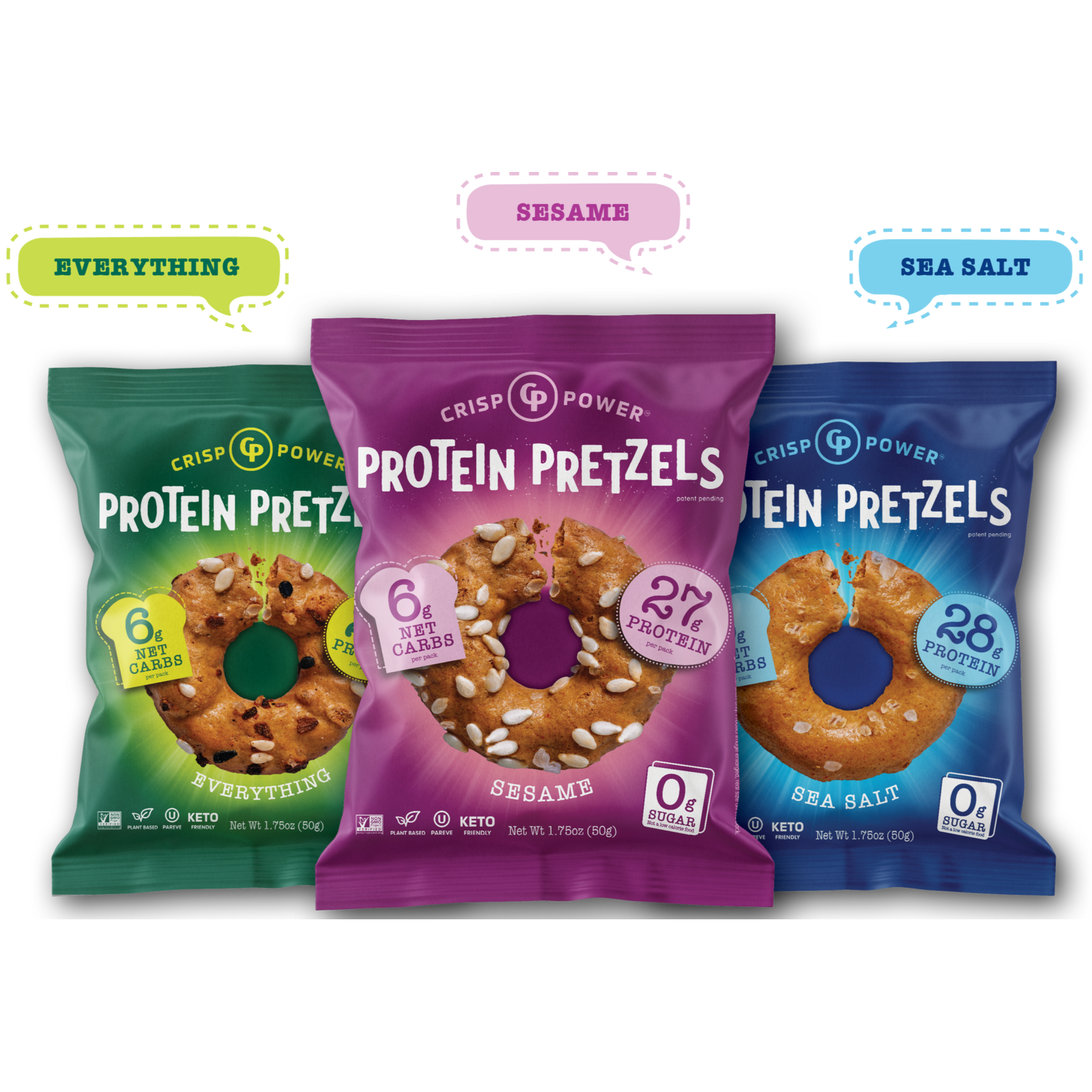 Crisp Power High Protein Keto Vegan Pretzels(1 bag) - Top Nutrition and Fitness
