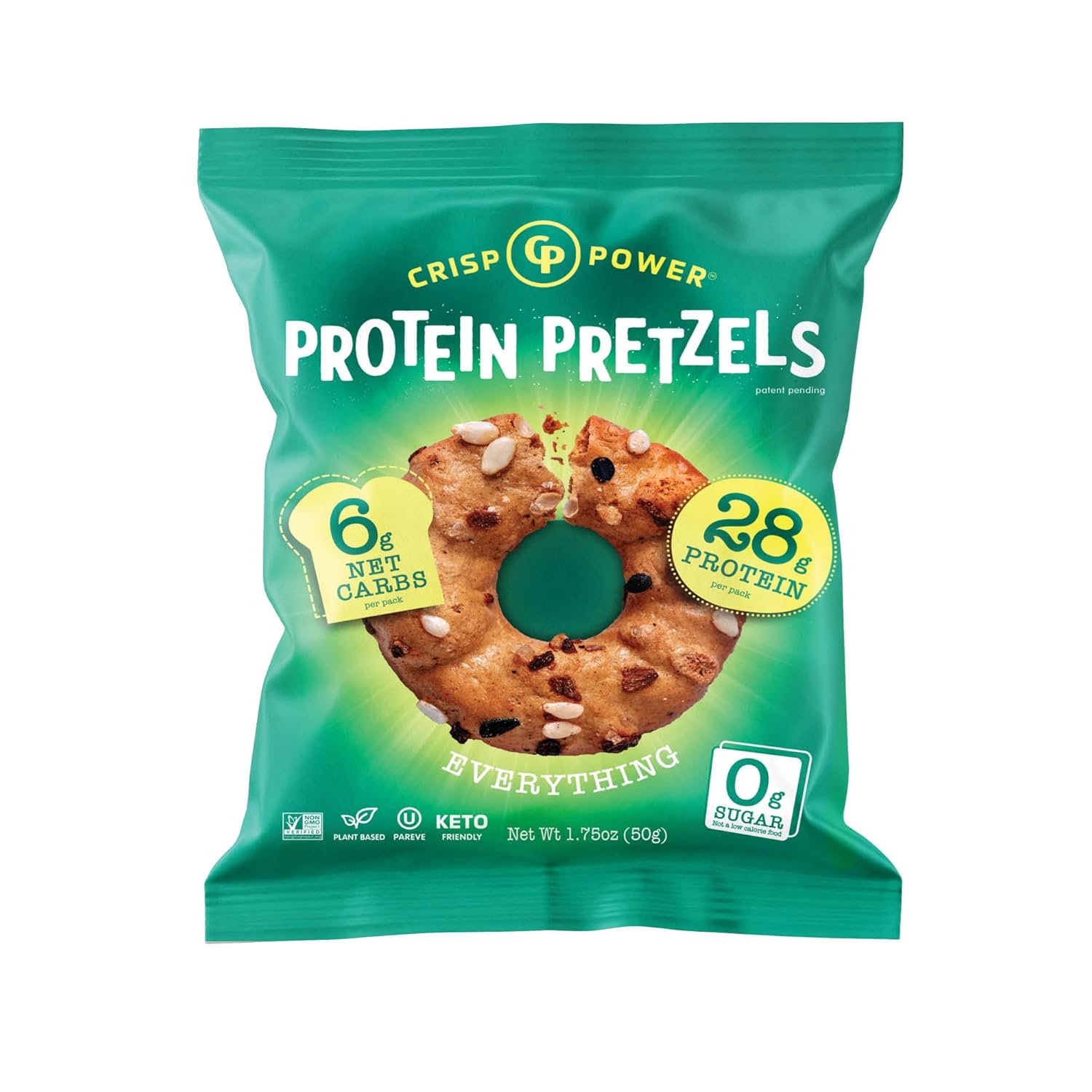 Crisp Power High Protein Keto Vegan Pretzels(1 bag) - Top Nutrition and Fitness