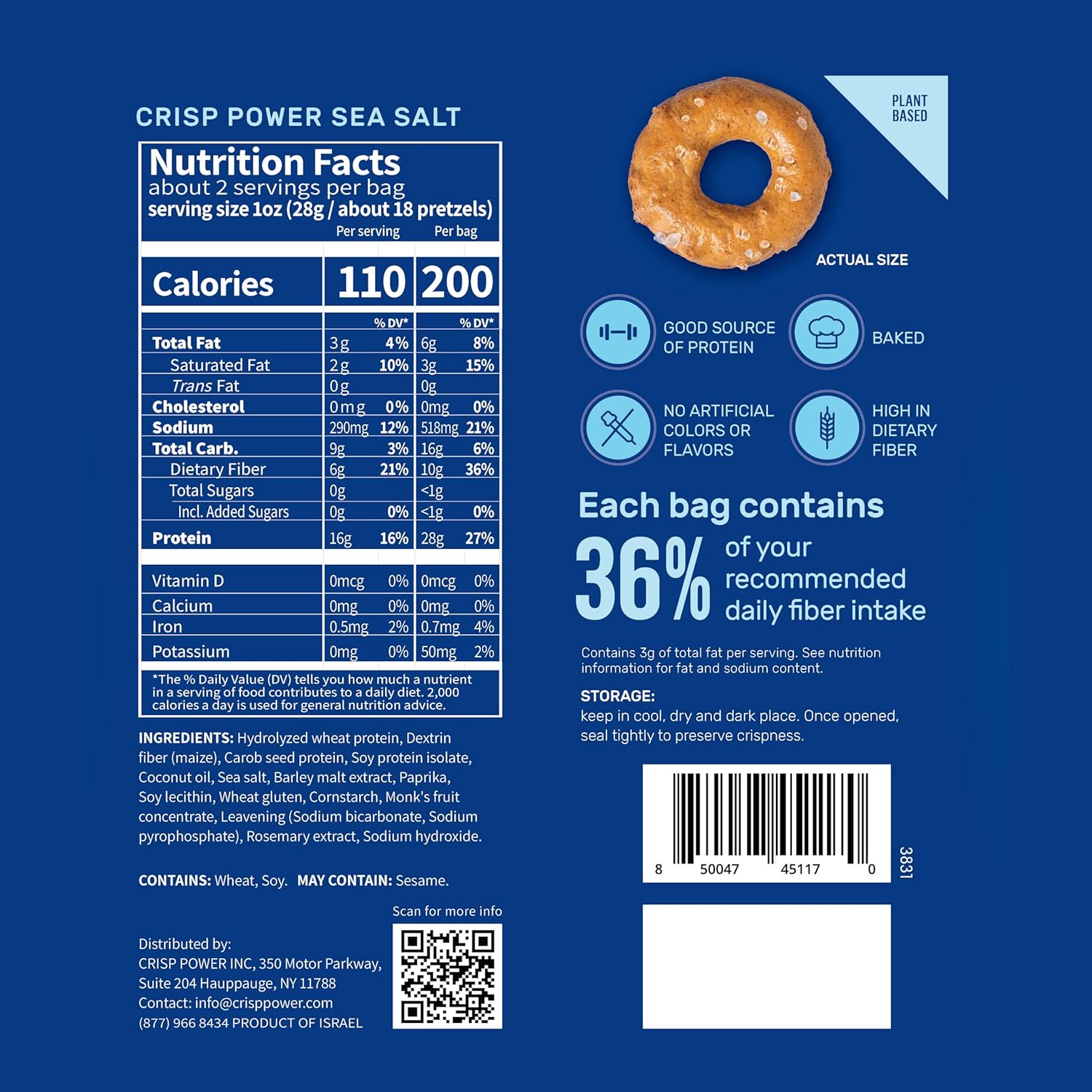 Crisp Power High Protein Keto Vegan Pretzels(1 bag) - Top Nutrition and Fitness