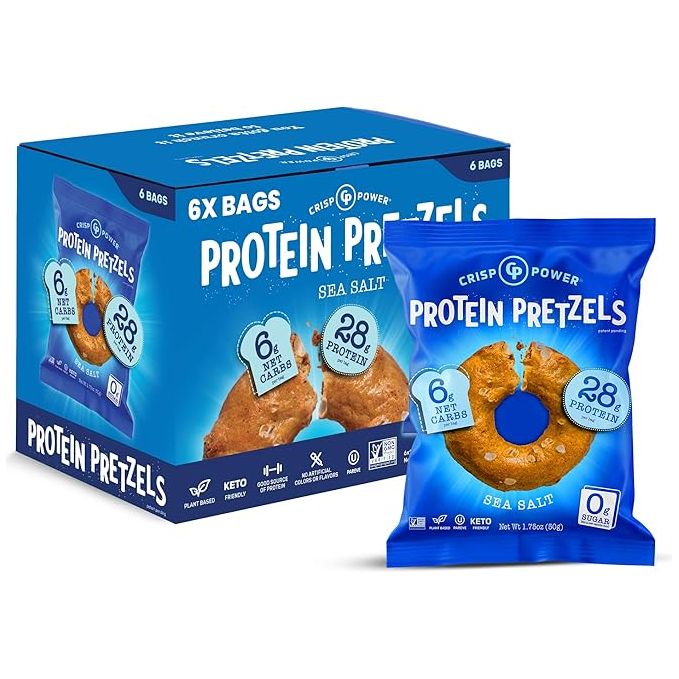 Crisp Power High Protein Keto Vegan Pretzels (BOX of 6) - Top Nutrition and Fitness