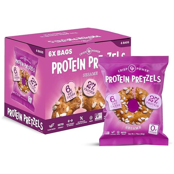 Crisp Power High Protein Keto Vegan Pretzels (BOX of 6) - Top Nutrition and Fitness