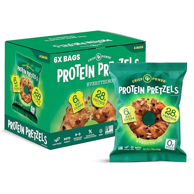 Crisp Power High Protein Keto Vegan Pretzels (BOX of 6) - Top Nutrition and Fitness