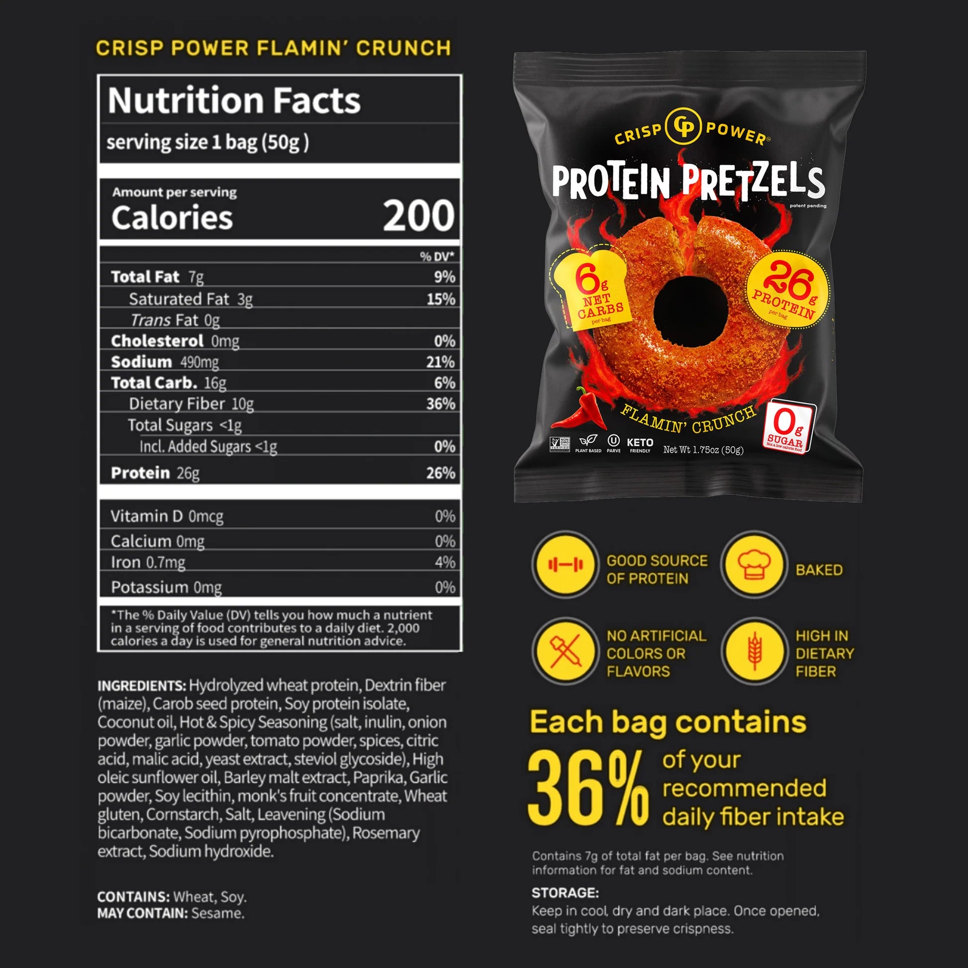 Crisp Power High Protein Keto Vegan Pretzels (1 bag)
