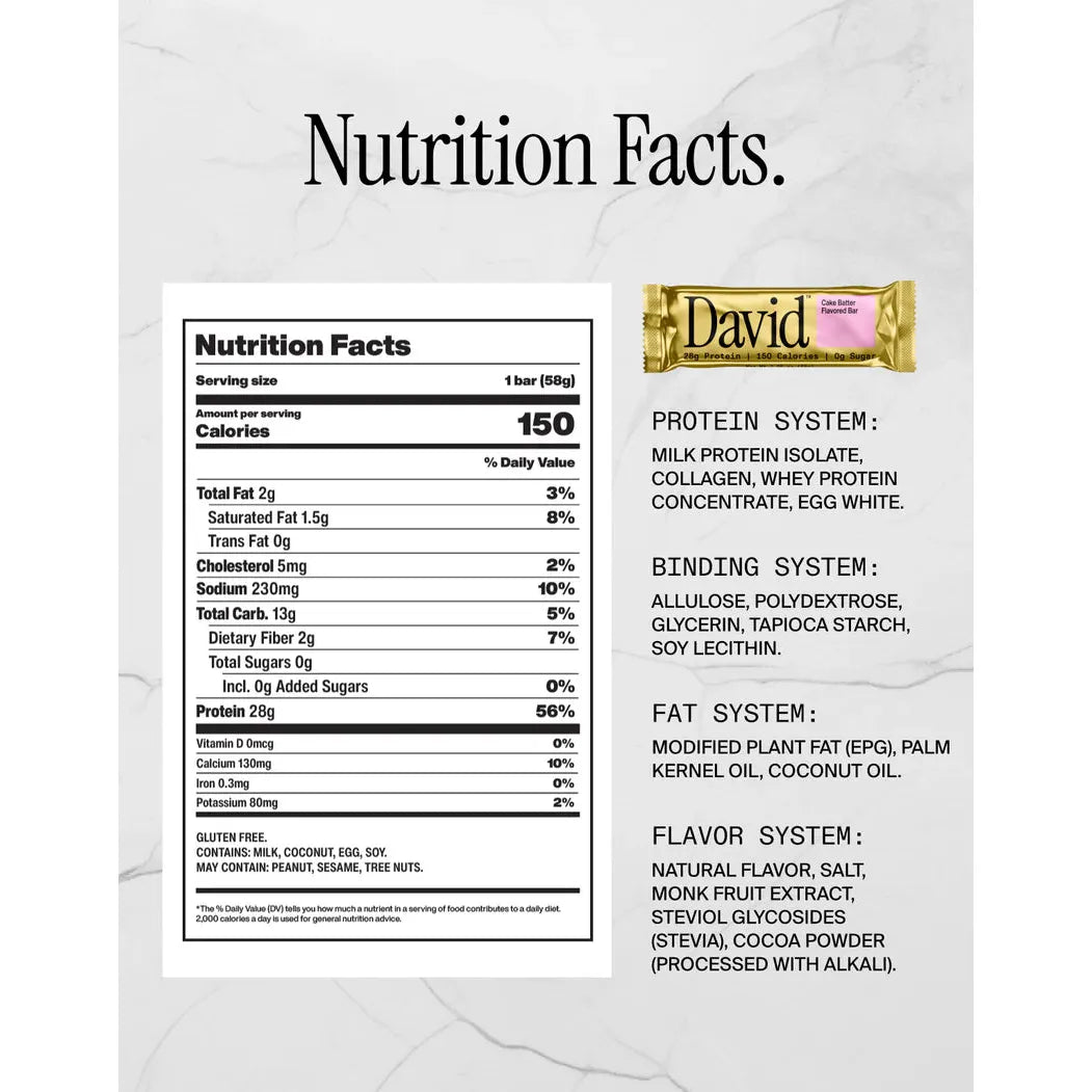 David GF High Protein Bar (1 Bar) - Top Nutrition and Fitness