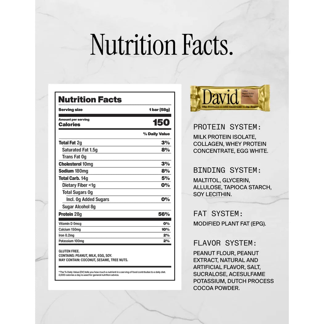 David GF High Protein Bar (1 Bar) - Top Nutrition and Fitness
