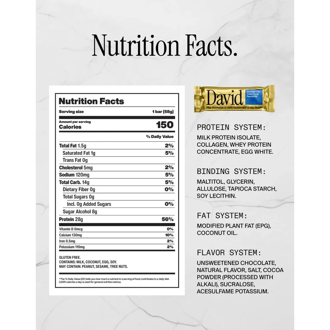 David GF High Protein Bar (1 Bar) - Top Nutrition and Fitness