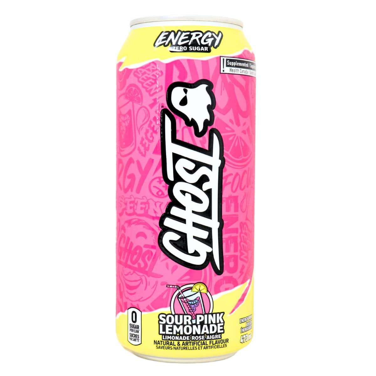GHOST Energy Drink Canada (1 can) - Top Nutrition and Fitness Canada Sour Pink Lemonade-Orange Cream-Sour Watermelon-Warheads Sour Green Apple-Cherry Limeade