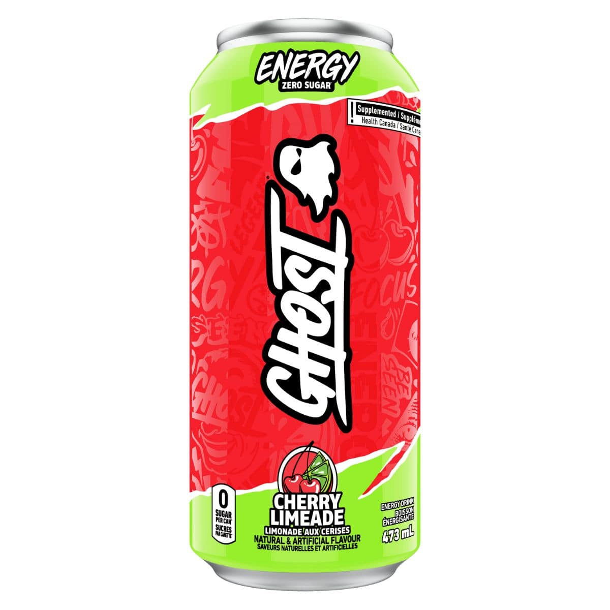 GHOST Energy Drink Canada (1 can) - Top Nutrition and Fitness Canada Sour Pink Lemonade-Orange Cream-Sour Watermelon-Warheads Sour Green Apple-Cherry Limeade