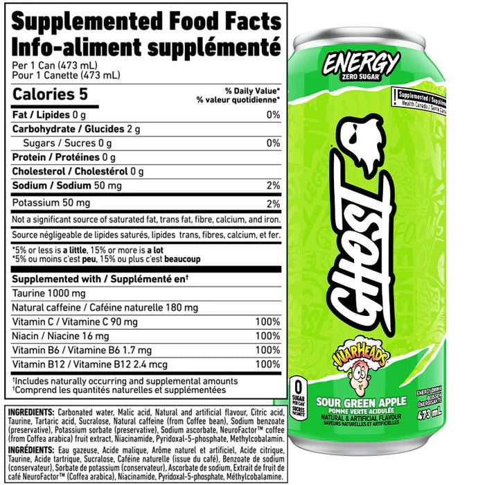GHOST Energy Drink Canada (1 can) - Top Nutrition and Fitness