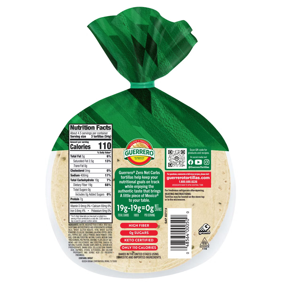 Guerrero Street Taco Size Zero Net Carbs Tortillas -(14 taco tortillas) — image 8