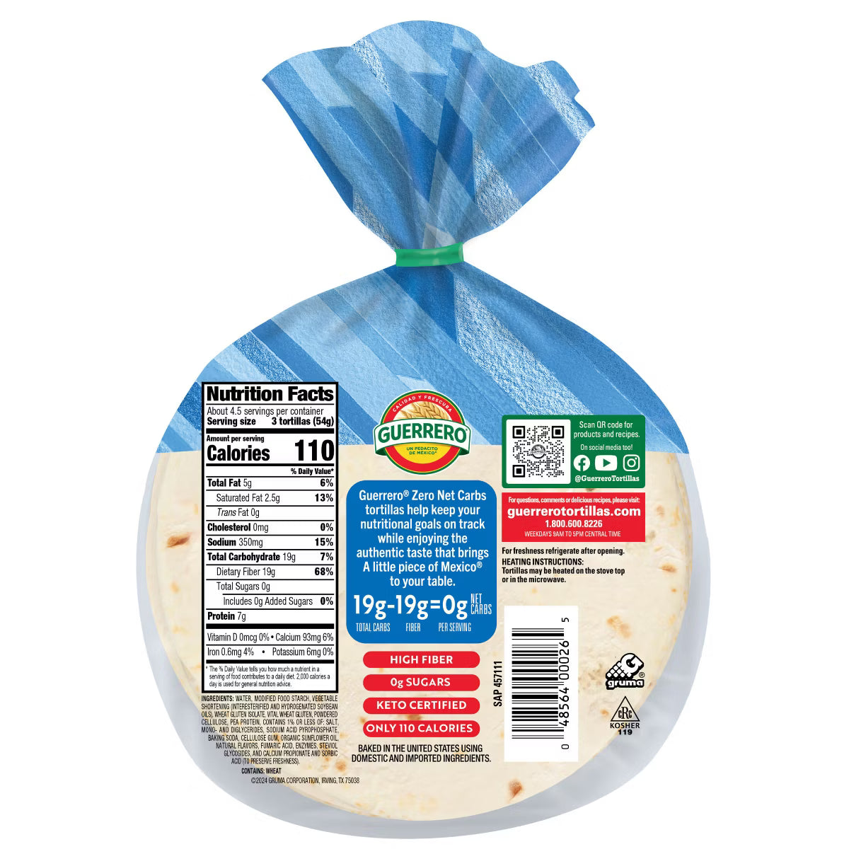 Guerrero Street Taco Size Zero Net Carbs Tortillas -(14 taco tortillas) — image 4