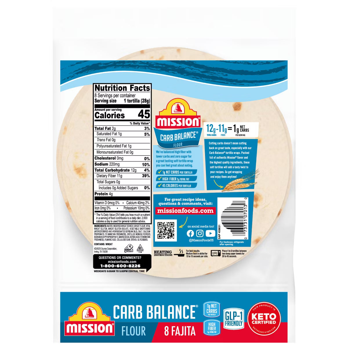 Mission Fajita Size Carb Balance Flour Tortillas - 8oz/8ct "BEST BEFORE MARCH 7 2026 FINAL SALE"