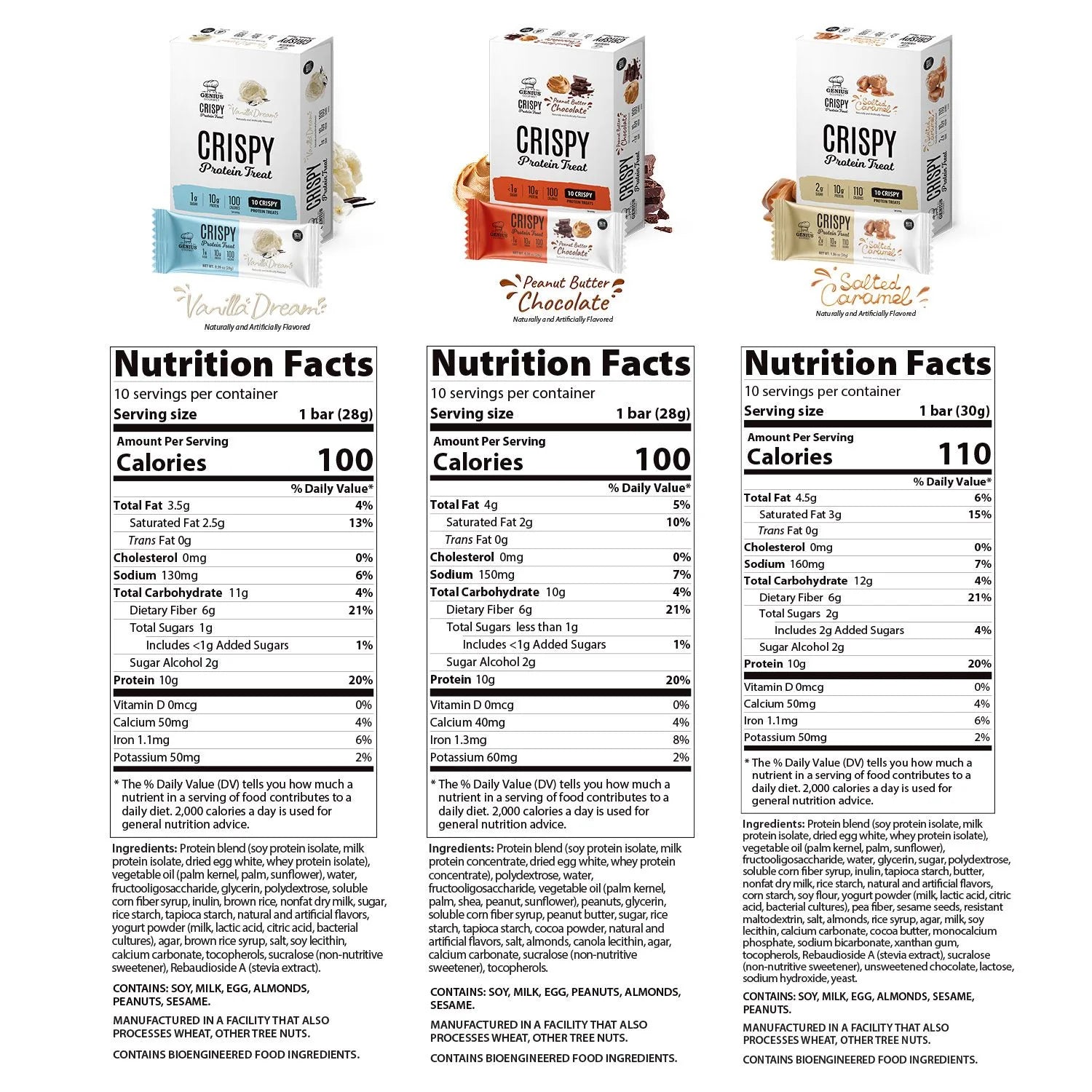 Genius Gourmet Crispy KETO Protein Bar (1 bar) - Top Nutrition and Fitness
