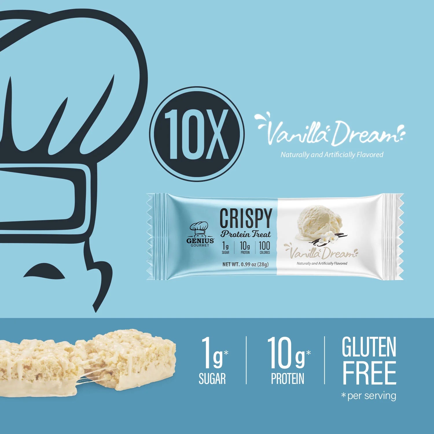 Genius Gourmet Crispy KETO Protein Bar (1 bar) - Top Nutrition and Fitness
