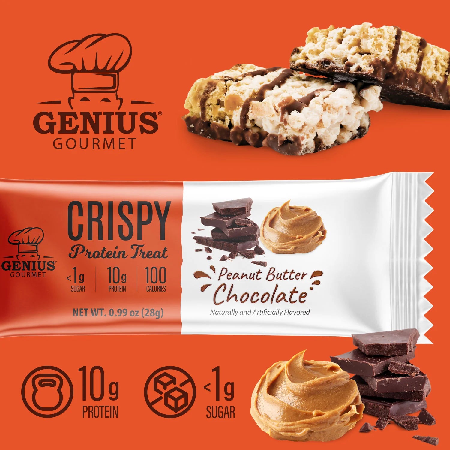 Genius Gourmet Crispy KETO Protein Bar (1 bar) - Top Nutrition and Fitness