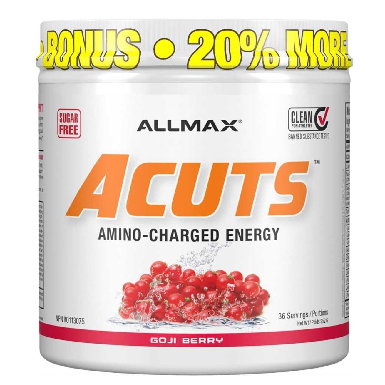 Allmax ACuts Amino Energy Powder (36 Servings) — Goji Berry front