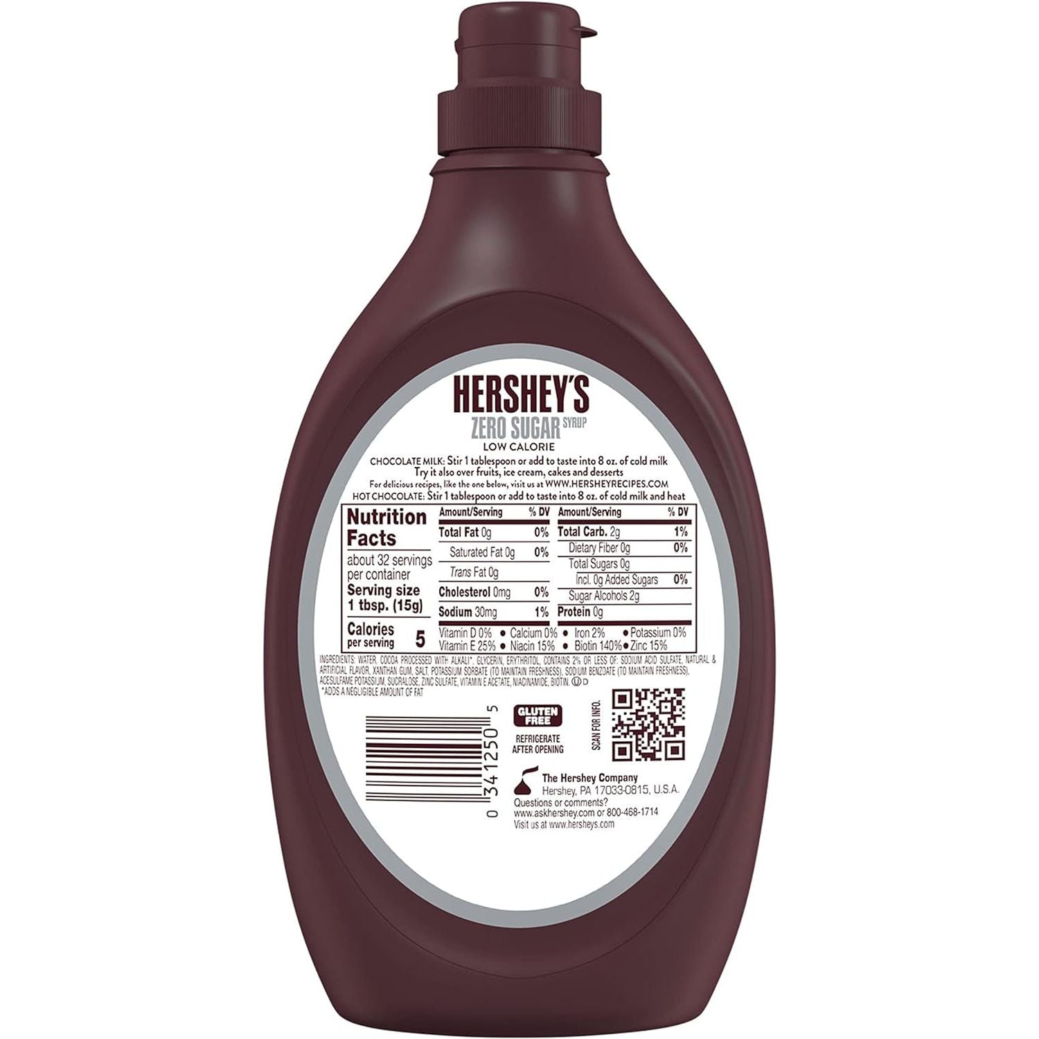 Hershey's Zero Sugar Chocolate Syrup (496g) - Top Nutrition and Fitness