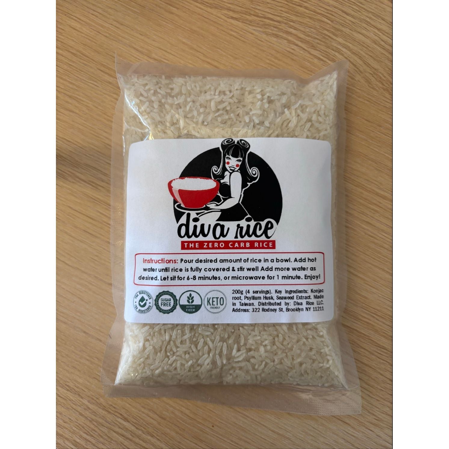 Diva Rice Zero Carb Rice | Keto Low-Calorie Rice Alternative Canada (1 Bag) — alternate angle