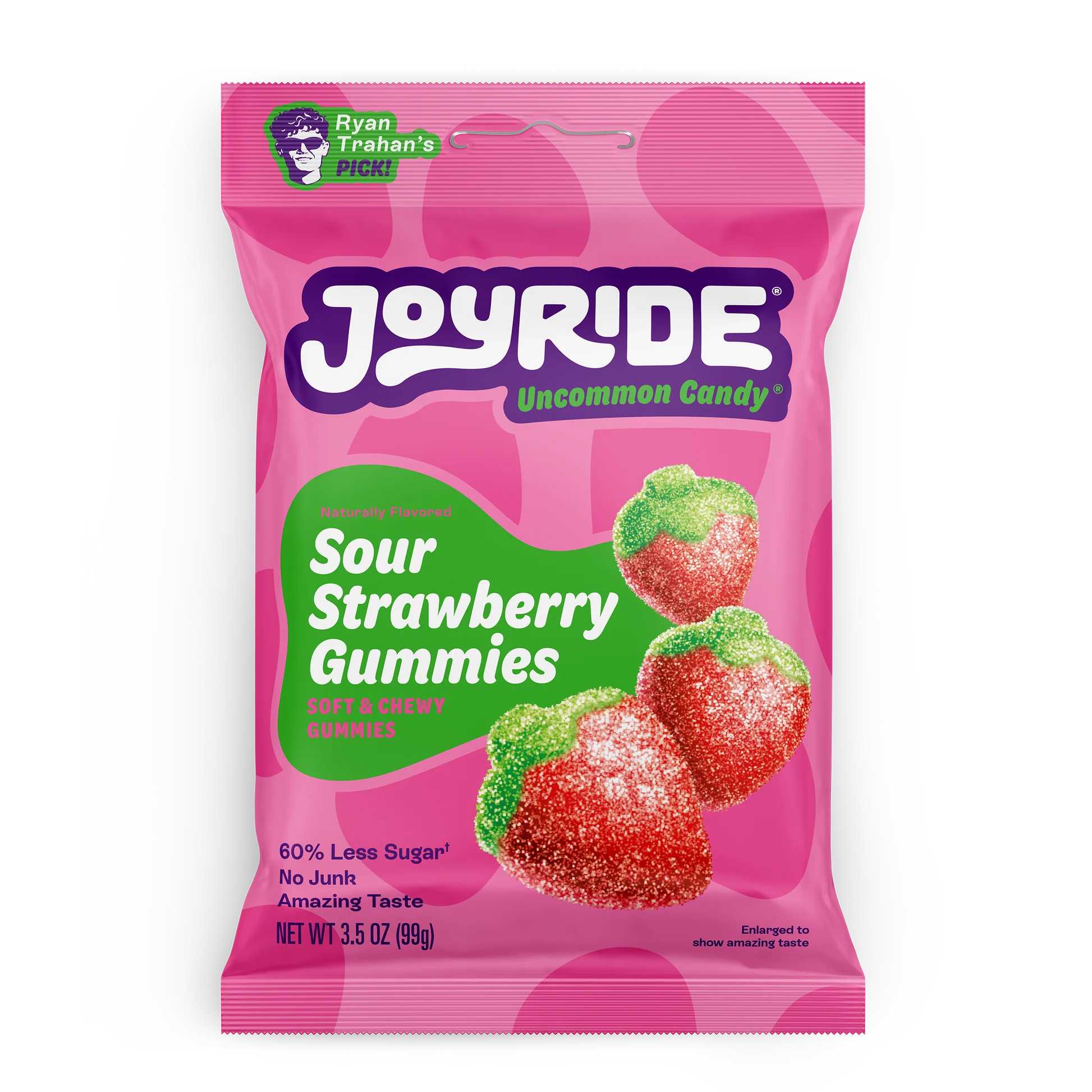 Joyride Low Sugar Candy (1 bag) — NEW Sour Strawberry Gummies (3 serving bag) front