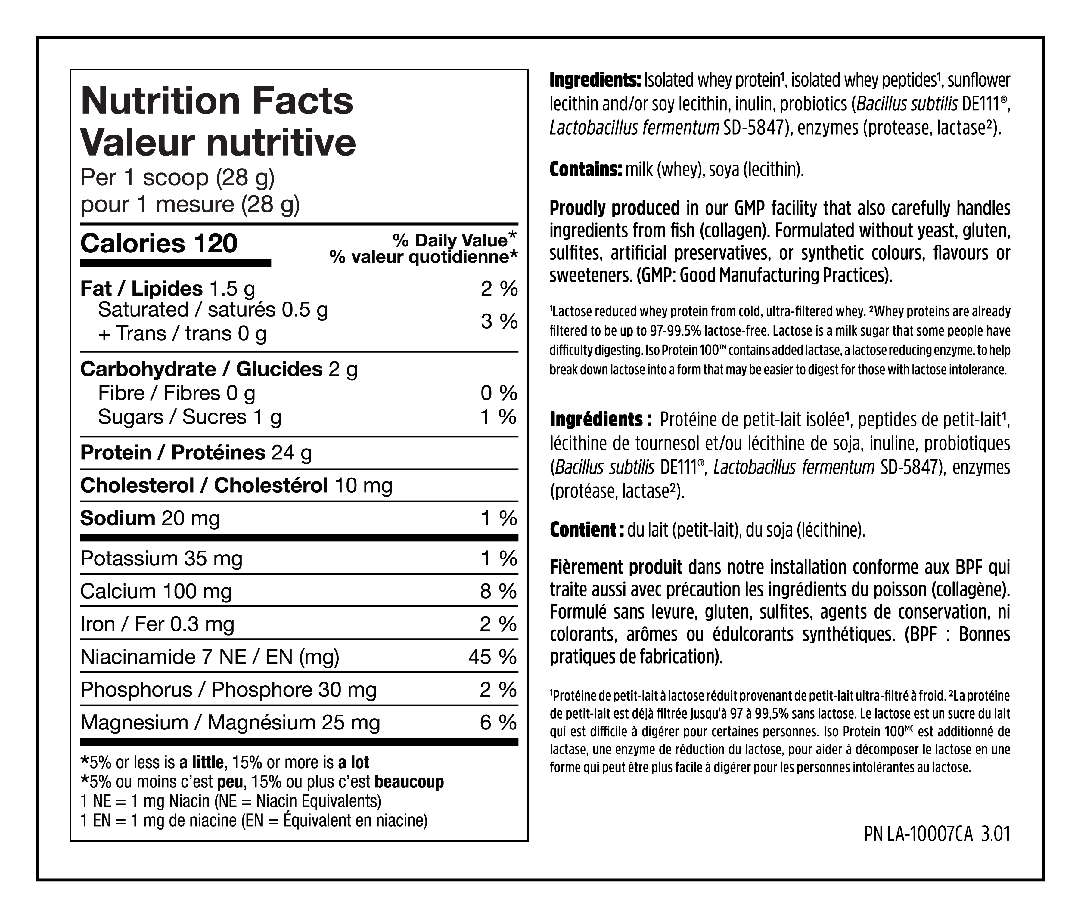 North Coast Naturals ISO Protein 100 Supplement Facts label