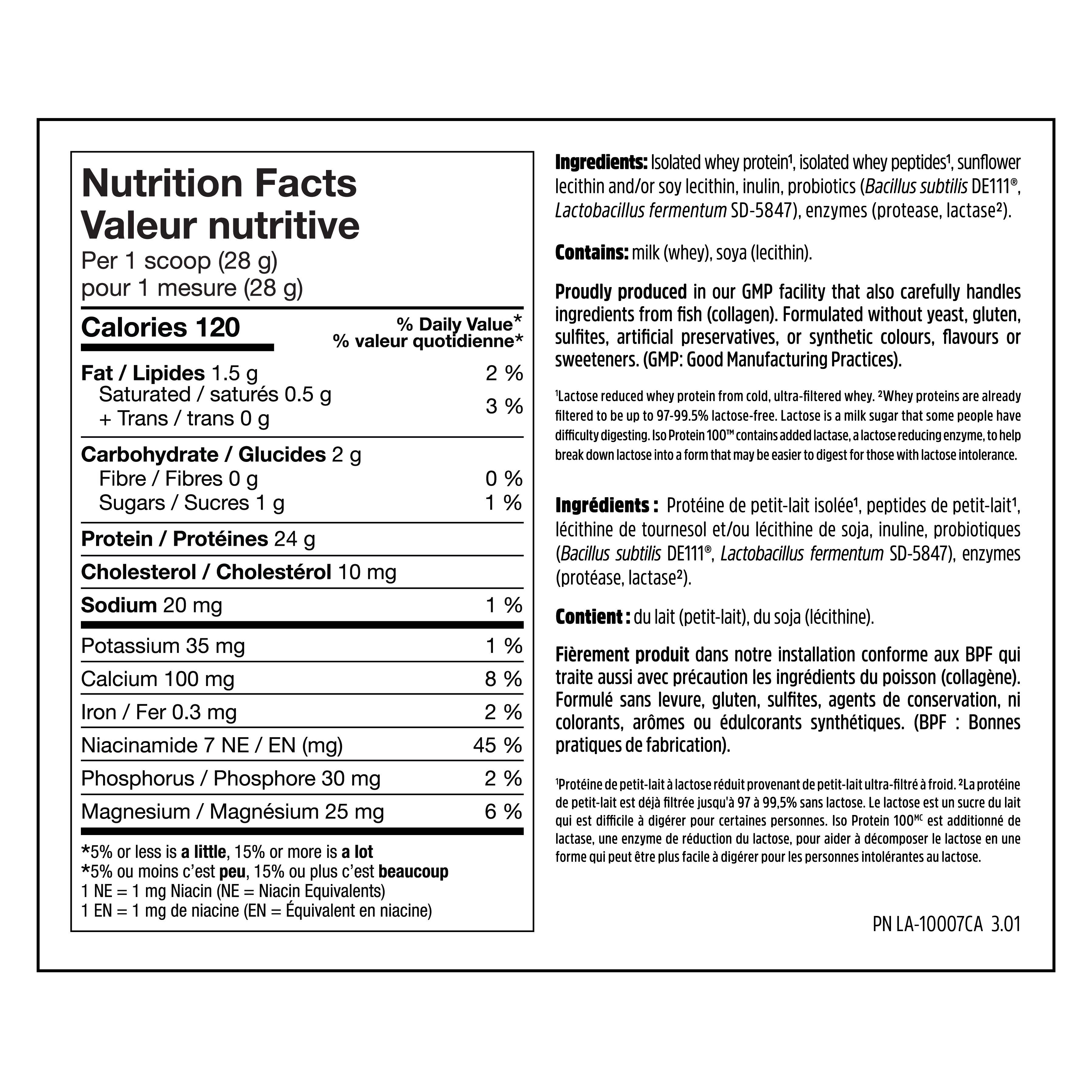 North Coast Naturals ISO Protein 100 Supplement Facts label