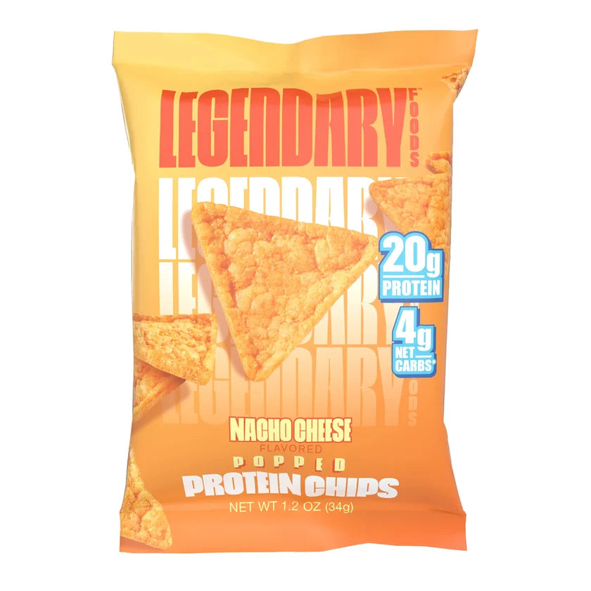 Legendary Foods Popped Protein Chips — high-protein gluten-free popped chips, 20g protein and 160 calories per bag
