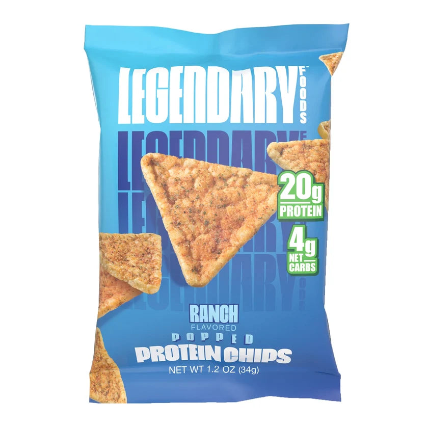 Legendary Foods Popped Protein Chips — high-protein gluten-free popped chips, 20g protein and 160 calories per bag