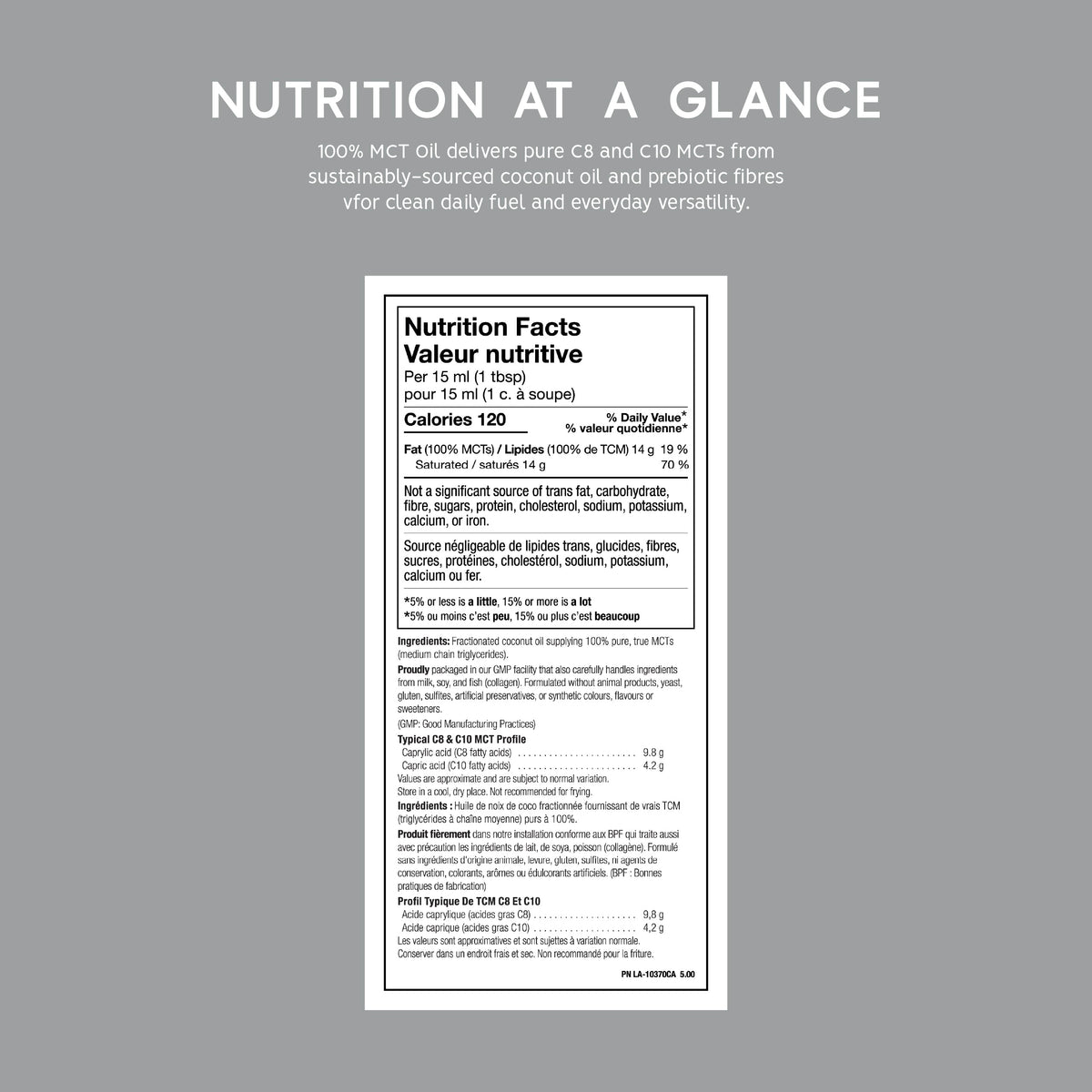 North Coast Naturals 100% Pure MCT Oil (473 mL) — Nutrition Facts panel