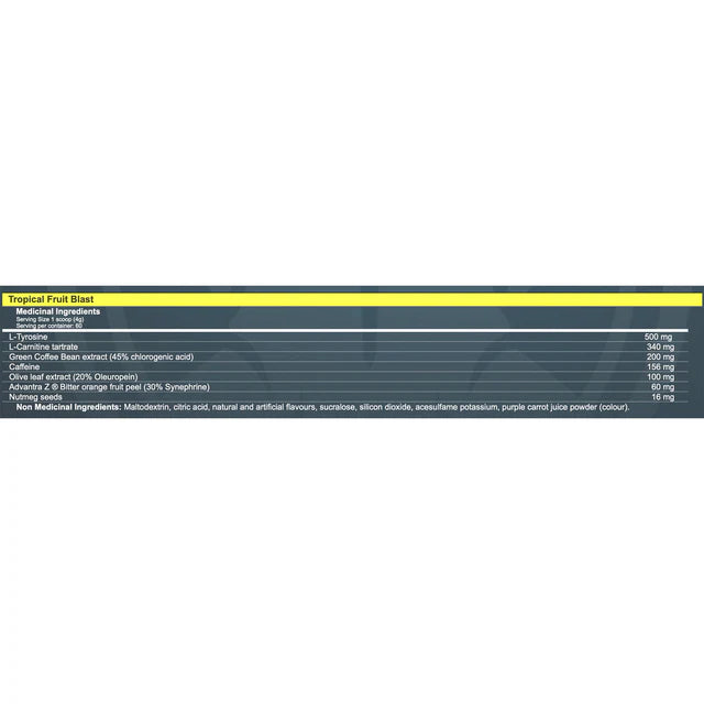 Mammoth Burn Fat Burner Powder - Tropical Fruit Blast (60 servings) - Top Nutrition and Fitness