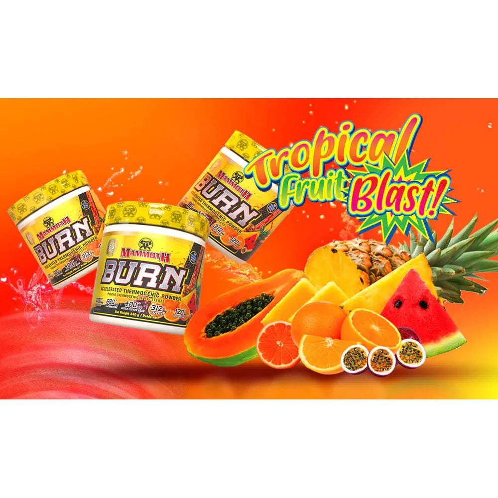 Mammoth Burn Fat Burner Powder - Tropical Fruit Blast (60 servings) - Top Nutrition and Fitness