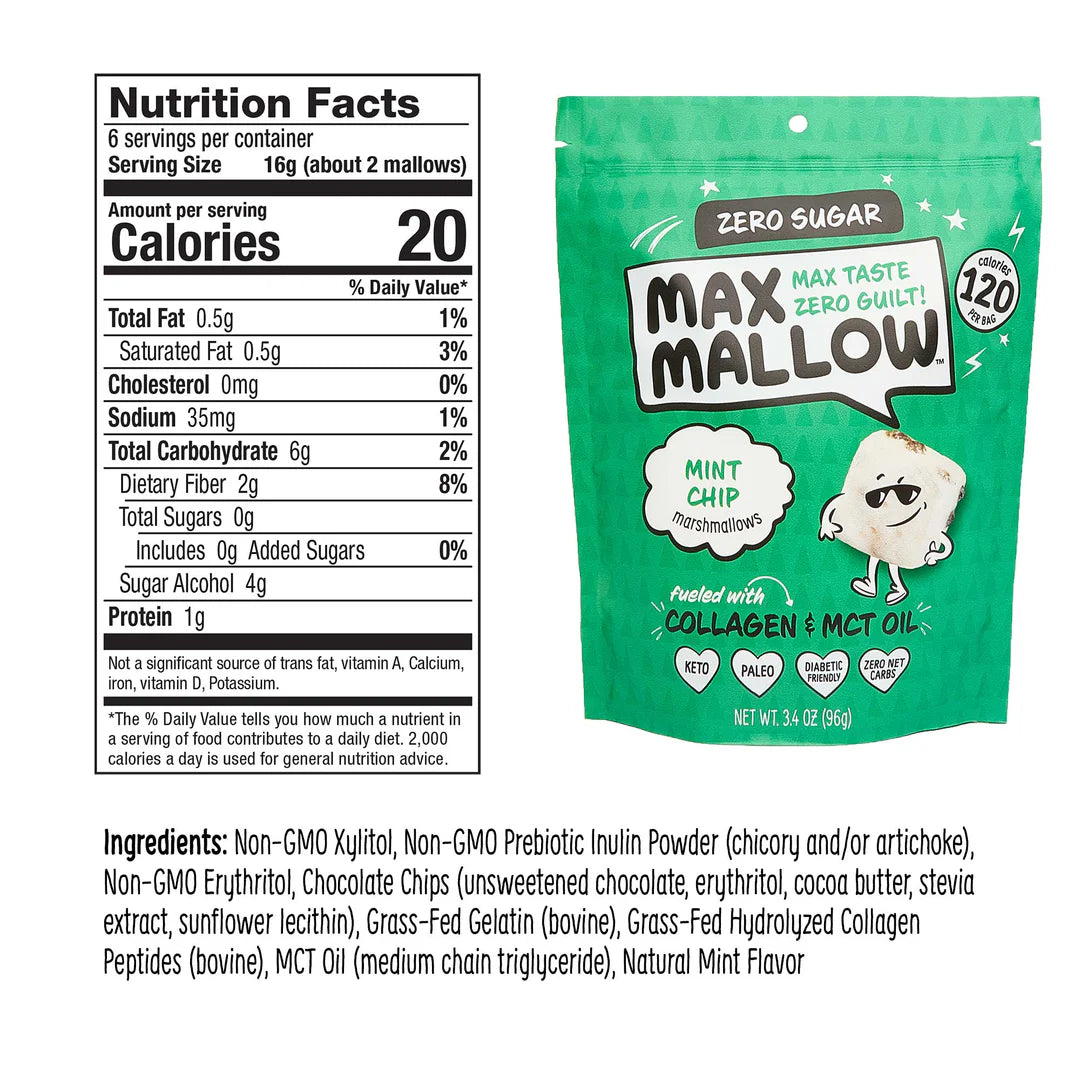 Max Sweets Max Mallow Sugar-Free Marshmallows (1 bag-6 servings) - Top Nutrition and Fitness