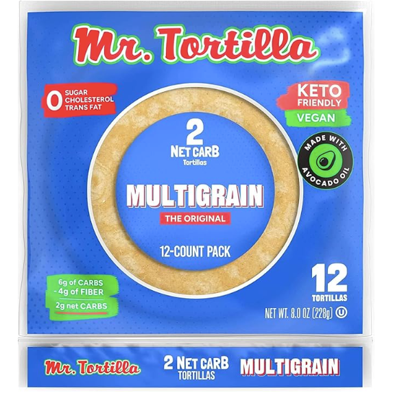 Mr. Tortilla Multigrain Keto Tortillas (1 Bag of 12) - Top Nutrition and Fitness