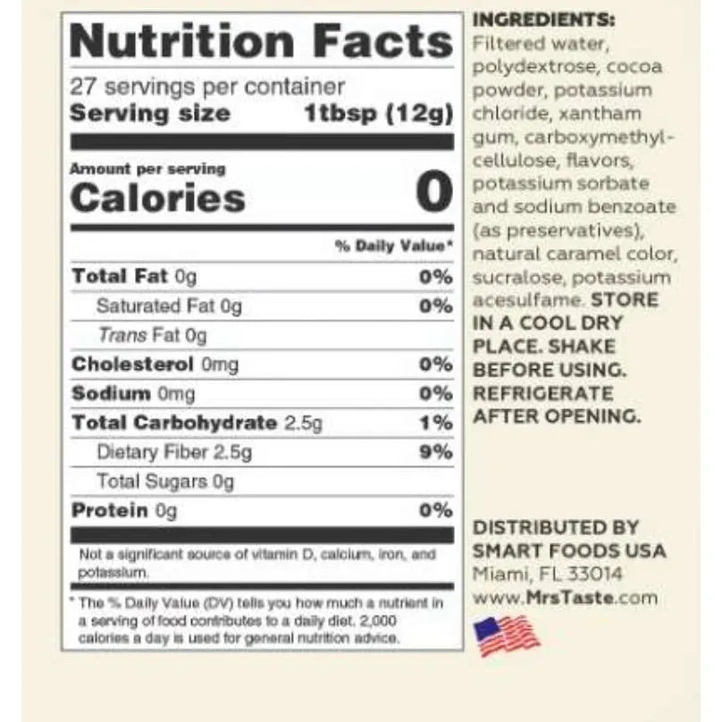 Mrs Taste Zero Calories Syrup and Sauces (1 bottle) - Top Nutrition and Fitness