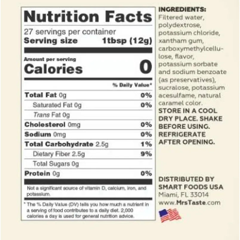 Mrs Taste Zero Calories Syrup and Sauces (1 bottle) - Top Nutrition and Fitness