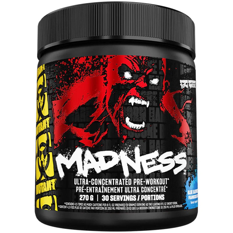 Mutant Madness Pre-Workout (30 servings) - Top Nutrition and Fitness Canada Blue Raspberry-Fruit Punch-Pineapple Passion-Peach Mango-Roadside Lemonade