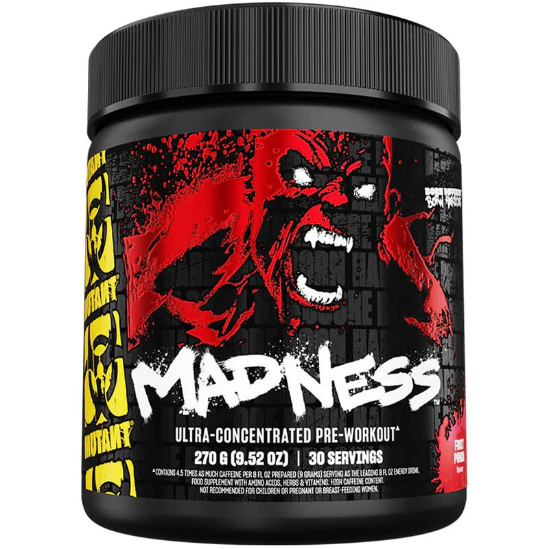 Mutant Madness Pre-Workout (30 servings) - Top Nutrition and Fitness Canada Blue Raspberry-Fruit Punch-Pineapple Passion-Peach Mango-Roadside Lemonade