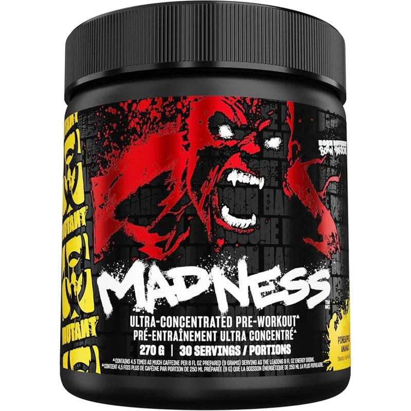 Mutant Madness Pre-Workout (30 servings) - Top Nutrition and Fitness Canada Blue Raspberry-Fruit Punch-Pineapple Passion-Peach Mango-Roadside Lemonade