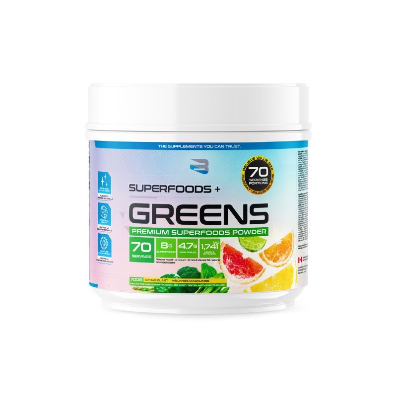NEW SIZE Believe Supplements Organic Greens (70 servings) - Top Nutrition and Fitness
