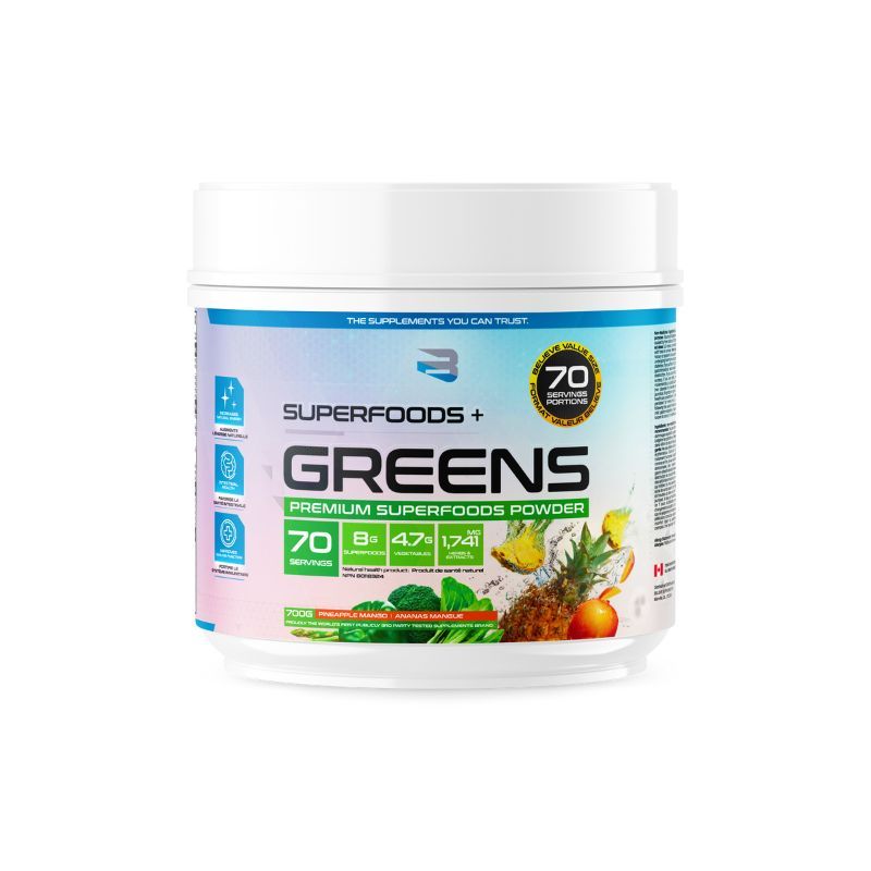 NEW SIZE Believe Supplements Organic Greens (70 servings) - Top Nutrition and Fitness
